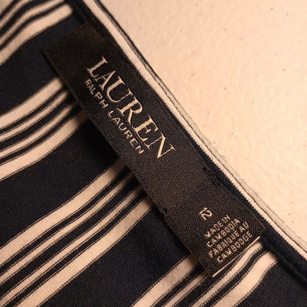 Lauren Ralph Lauren women maxi dress size 12 navy blue pinstripes white nautical - Picture 4 of 9